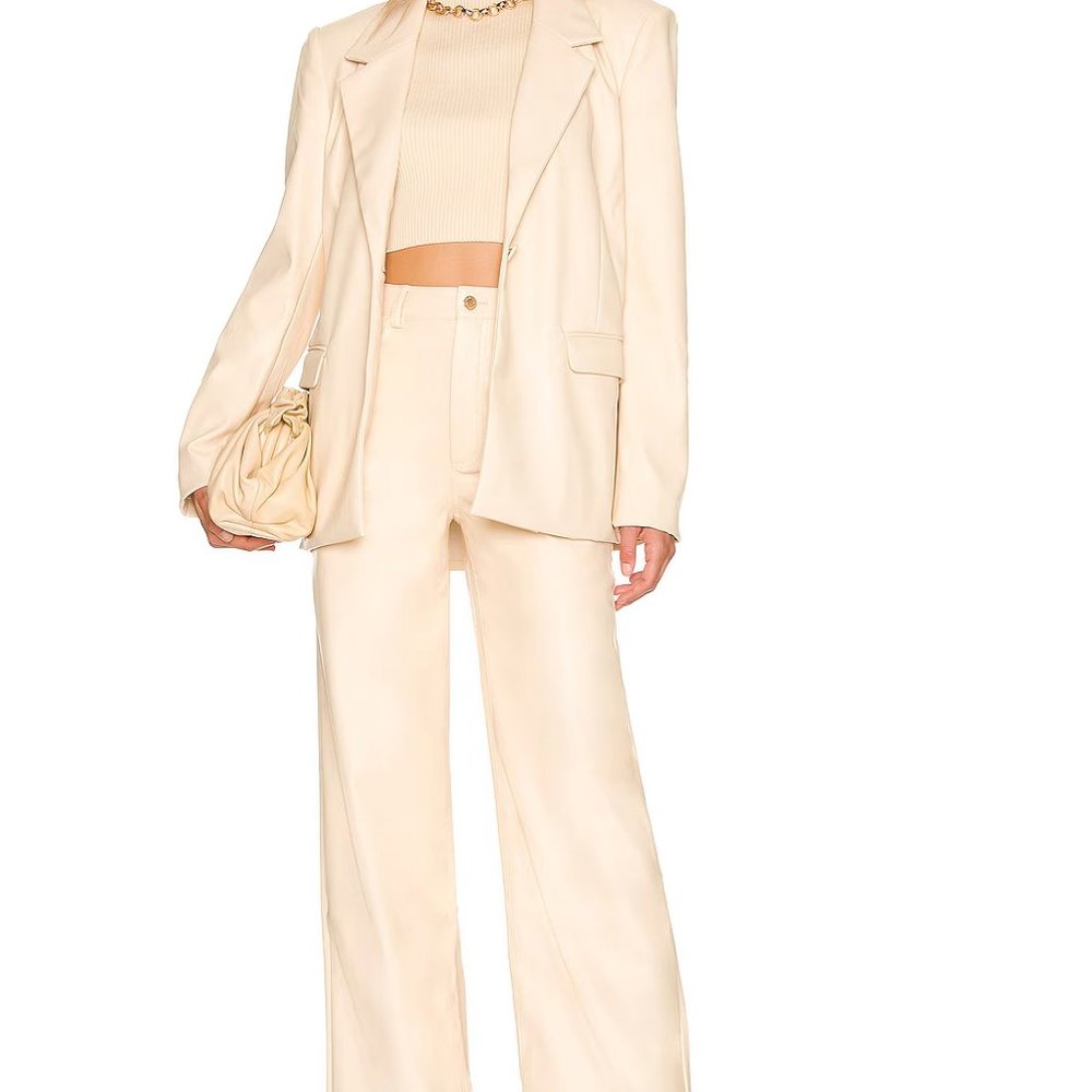 WeWoreWhat Vegan Leather High Rise Dad Jean in Ivory